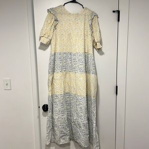 Never Worn English factory XL blue and yellow flower dress